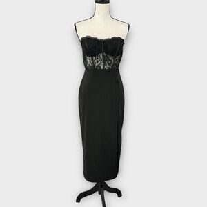 Lulu's Black Lace Midi Dress